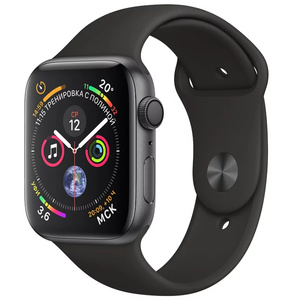 Apple Watch Series 4, 40 мм, корпус из алюминия цвета «серый космос», спортивный ремешок чёрного цвета