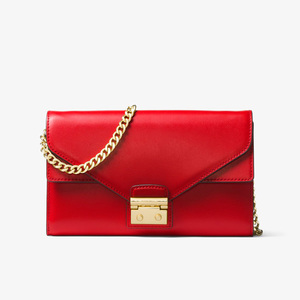 MICHAEL Michael Kors Sloan Leather Chain Wallet Red