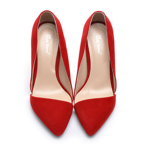 Red Suede Pointed Toe Pumps