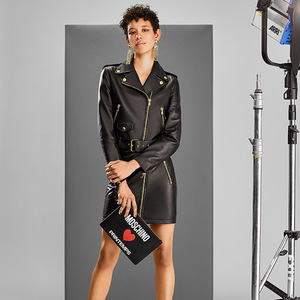 Moschino Loves Printemps Women Long Sleeves Overcoat Black