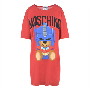 Moschino Transformer Bear Women Short Sleeves Short Dress Red