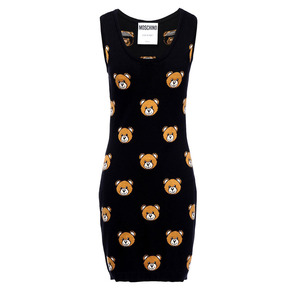 Moschino Teddy Bears Women Sleeveless Short Dress Black