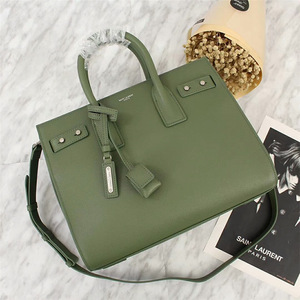 SAINT LAURENT SMALL SAC DE JOUR SOUPLE BAG IN GRAINED LEATHER GREEN