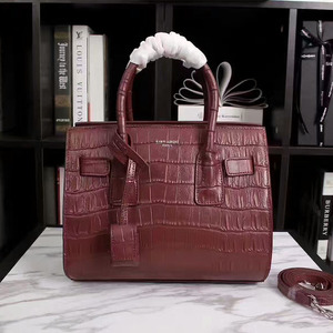 SAINT LAURENT BABY SAC DE JOUR BAG IN CROCODILE EMBOSSED LEATHER BURGUNDY