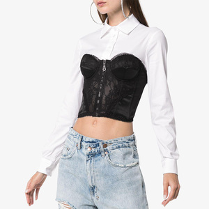 Moschino Lace Corset Women Long Sleeve Shirt White