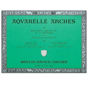 Бумага акварельная хлопок Arches 300 г/м либо Canson Moulen de Roy