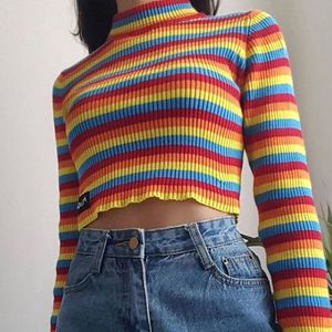 rainbow ribbed top