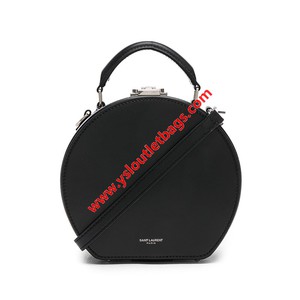 SAINT LAURENT SMALL MIGA HATBOX IN LEATHER BLACK