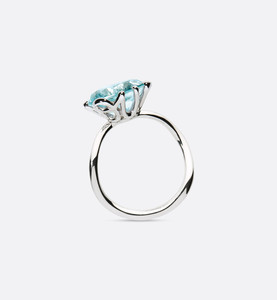 OUI RING IN 18K WHITE GOLD AND AQUAMARINE