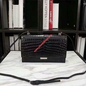 SAINT LAURENT SMALL BABYLONE SATCHEL IN CROCODILE EMBOSSED LEATHER BLACK