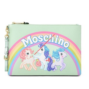 Moschino My Little Pony Women Large Leather Clutch Green