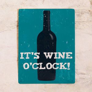 ЖЕСТЯНАЯ ТАБЛИЧКА WINE O'CLOCK 20х30см