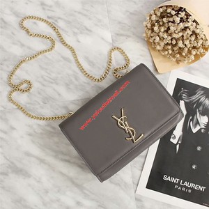 SAINT LAURENT MEDIUM KATE CHAIN BAG IN LEATHER GREY