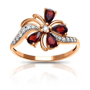 Кольцо из золота с гранатом и фианитами РАЗМЕР 16-17