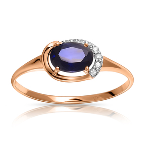 Кольцо из золота с сапфиром и бриллиантами  РАЗМЕР 16-17