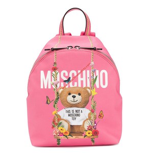 Moschino Botanical Bear Womens Medium Leather Backpack Pink
