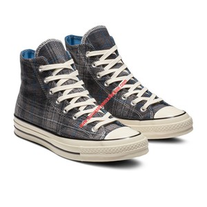 Converse Shoes Chuck 70 Elevated Plaid Canvas High Top Black