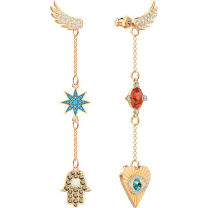 LUCKY GODDESS СЕРЬГИ, МНОГОЦВЕТНЫЙ КРИСТАЛЛ, ЗОЛОТОЕ ПОКРЫТИЕ