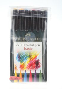 Набор капиллярных ручек с кисточкой Faber-Castell из 6 шт