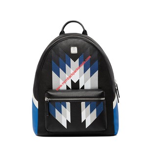 MCM Medium Stark Chevron Diamond Backpack In Black