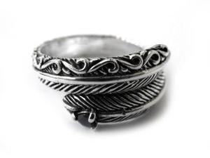 Кольцо blacksilver перья\крылья\флора