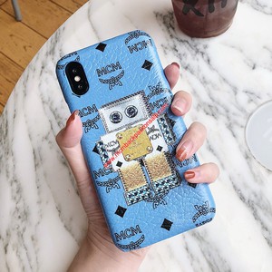 MCM Visetos Robot iPhone Case in Washed Blue