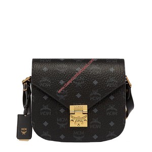 MCM Small Patricia Visetos Shoulder Bag In Black