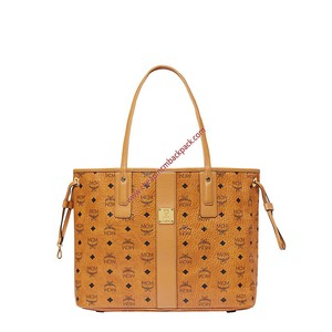 MCM Medium Visetos Reversible Liz Shopper Tote In Brown