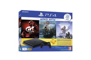 Игровая консоль PLAYSTATION 4 Gran Turismo Sport, God of War, Horizon: Zero Dawn 1ТБ, CUH-2208B, черный