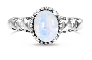Moonstone Ring - White Virgin . Size: 8