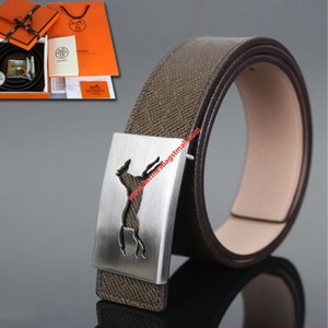 Hermes Constance Running Horse Belt Leather Palladium Hardware In Grey