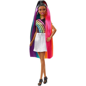 Barbie с радужными волосами брюнетка