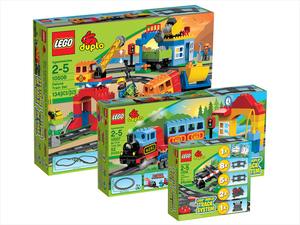 Лего Duplo из серии железная дорога (поезд, мост, шлагбаум)