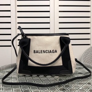 Balenciaga Navy XS Cabas In Beige