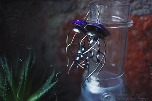 Серьги-медузы тёмно-синие