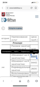Занятие в КСК Битца
