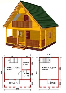 Баня с мансардой