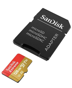 Карта памяти SanDisk Extreme microSDXC Class 10 UHS Class 3 V30 A2 160MB/s 128GB + SD adapter