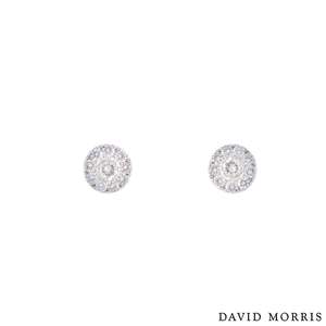 David Morris 18k White Gold Diamond Cluster Earrings