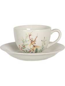 Kaffeetasse in Creme/ Bunt