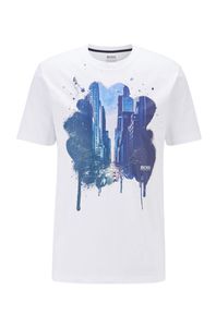 Boss Regular-fit mono-material T-shirt with cityscape print Style Tomio 1 - 50439055