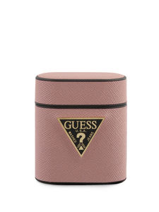 GUESS / Чехол для Airpods Saffiano PU leather case with metal logo Pink