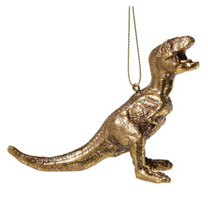 Игрушка елочная, 13 см, полирезин, золотистая, Динозавр-тираннозавр, Christmas