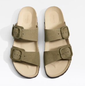 Oysho тапочки Buckle split-leather slides