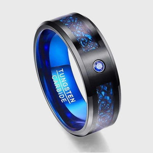 Celtic Dragon Tungsten Carbide Rings With Carbon Fiber Inlay