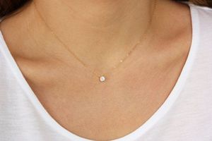 floating diamond 14k gold necklace