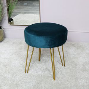 teal velvet stool