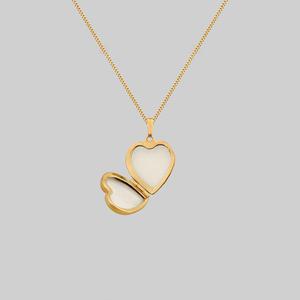 REGALROSE LOTTY. Etched Heart Photo Locket Necklace - Gold
