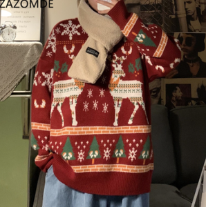 Оверсайз рождественский свитер с оленями