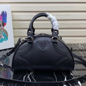 Prada 1BD071 Calf Leather Bowling Bag In Black